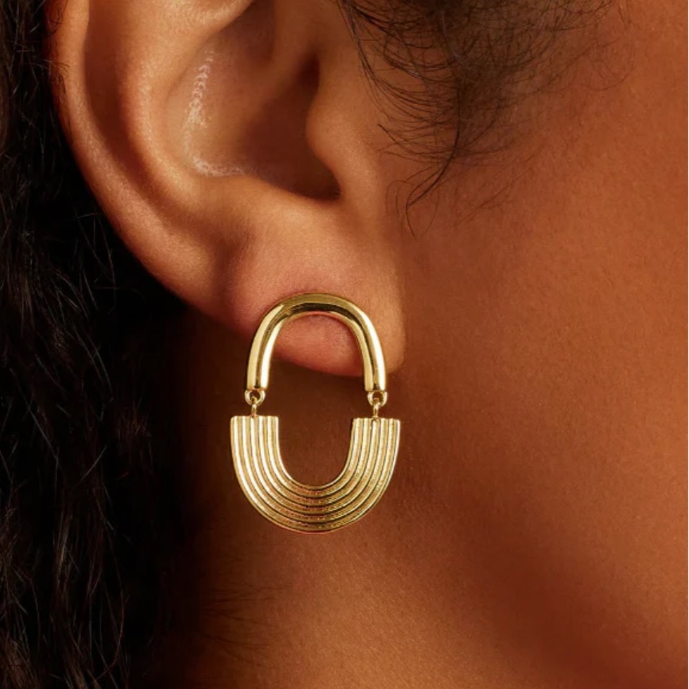 Gorjana Retro Rainbow Earrings 18k gold plated New